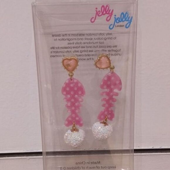 Pink punk fish earrings - Picture 2 of 2
